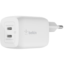 Belkin 65W Dual USB-C oplader (kabel medfølger)