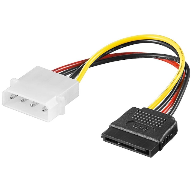 Pc-strømkabel/strømadapter, 5,25 hanstik til SATA