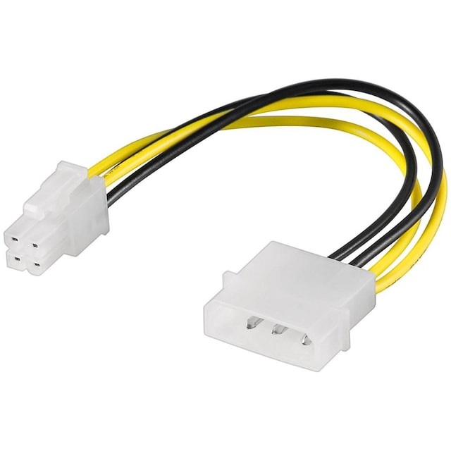 Pc-strømkabel/strømadapter, 5,25 hanstik til ATX12 P4, 4 pin
