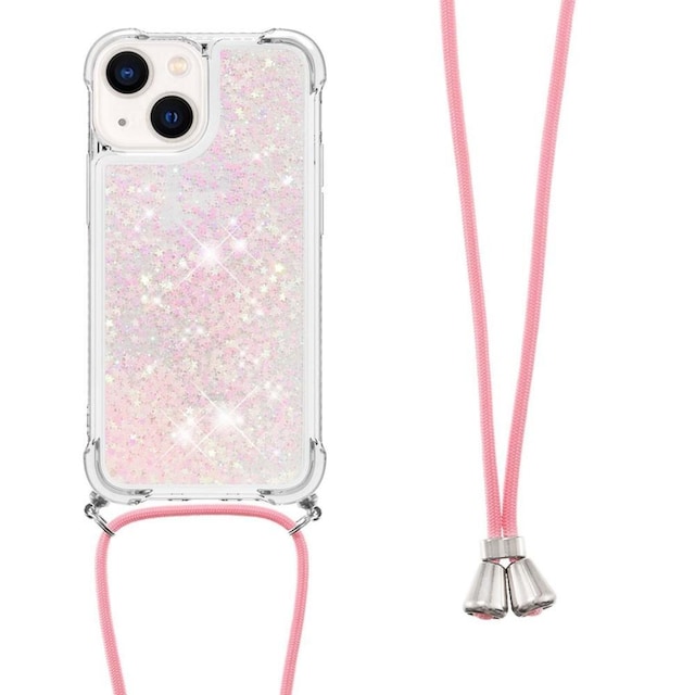 SKALO iPhone 14 Plus Kvicksand Glitter Mobile Collar - Pink