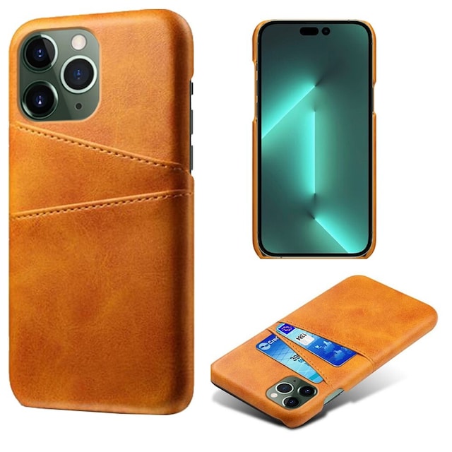 SKALO iPhone 14 Pro PU-læder Kortholder Cover - Lys brun