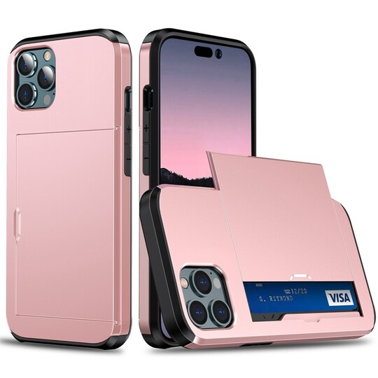 SKALO iPhone 14 Pro Max Armor Cover kortholder - Rosa guld | Elgiganten