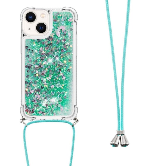 SKALO iPhone 14 Plus Kvicksand Glitter Mobile Collar - Turkis