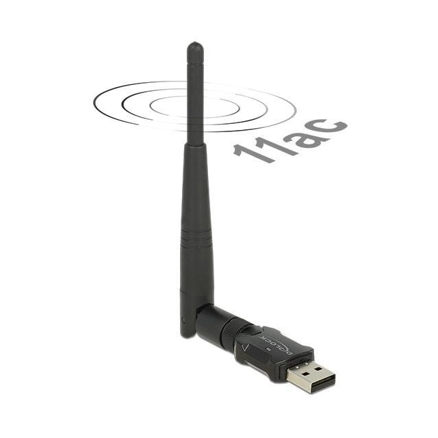 DeLOCK wireless USB network card, external antenna, 802.11ac, black