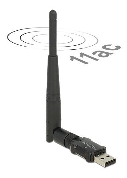 DeLOCK wireless USB network card, external antenna, 802.11ac, black |  Elgiganten
