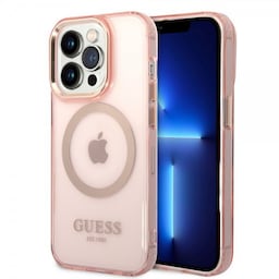 Guess iPhone 14 Pro Max Cover Translucent MagSafe Lyserød