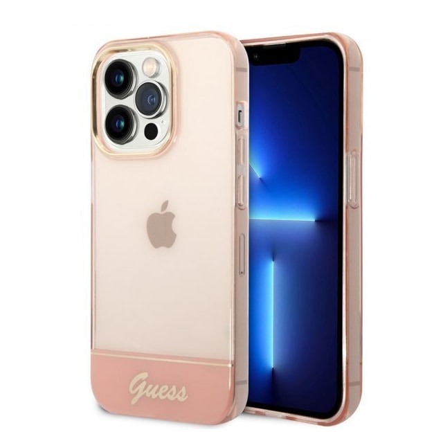 Guess iPhone 14 Pro Cover Translucent Lyserød