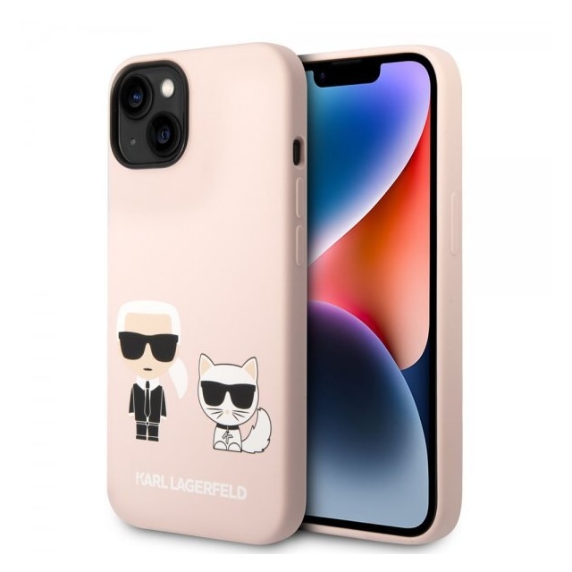 Karl Lagerfeld iPhone 14 Plus Cover Liquid Silicone Karl & Choupette MagSafe Lyserød