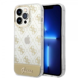 Guess iPhone 14 Pro Cover Bottom Stripe Script Logo Guld