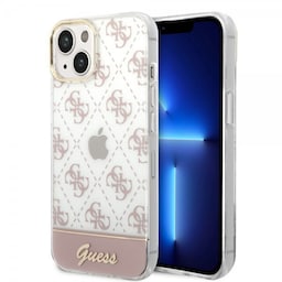 Guess iPhone 14 Cover Bottom Stripe Script Logo Lyserød