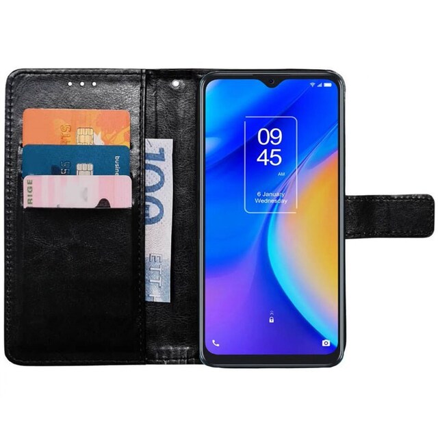 Wallet cover 3-kort TCL 20SE - Sort