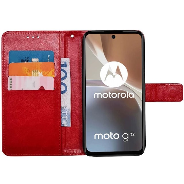 Wallet cover 3-kort Motorola Moto G32 - Rød
