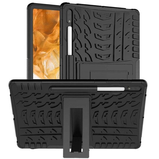 Stødbestandigt cover med stativ Samsung Galaxy Tab S7 FE - Sort | Elgiganten