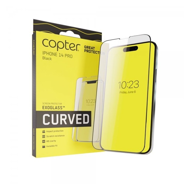 Copter iPhone 14 Pro Skærmbeskytter Exoglass Curved Fullglue Black