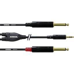 Cordial Audio Adapterkabel [1x Jackstik 3,5 mm - 2x Jackstik 6,3 mm] 0.90 m Sort