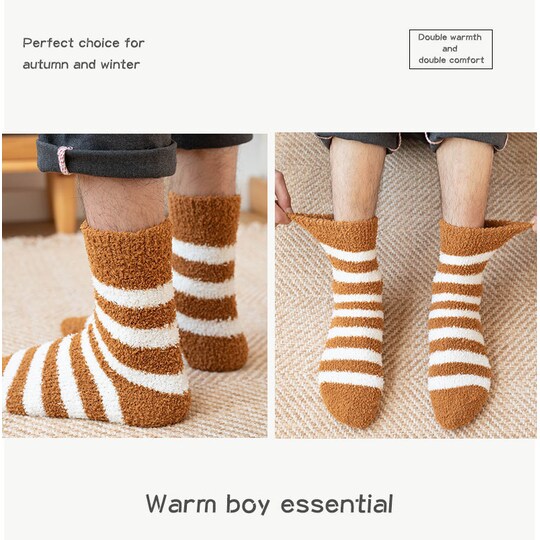 Fluffy stribede sokker til mænd 5 par MultiColor One size | Elgiganten