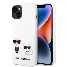 Karl Lagerfeld iPhone 14 Cover Liquid Silicone Karl & Choupette Hvid