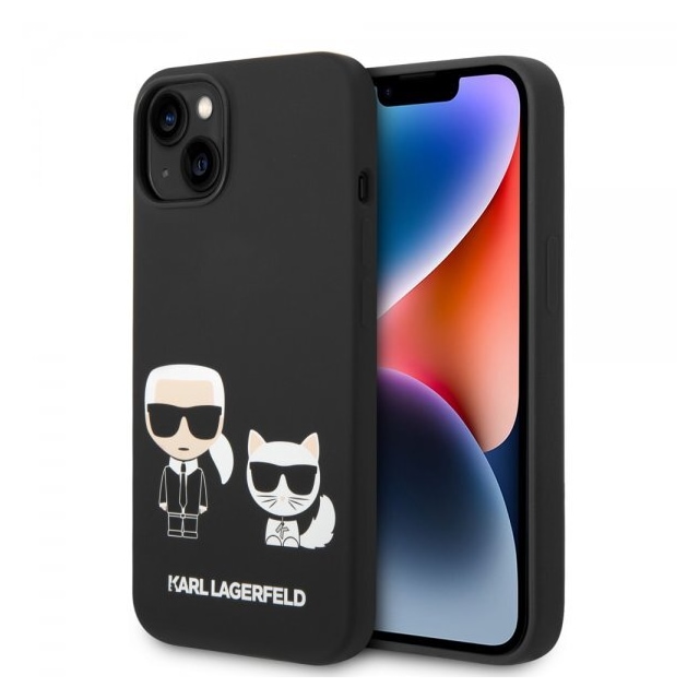 Karl Lagerfeld iPhone 14 Plus Cover Liquid Silicone Karl & Choupette Sort