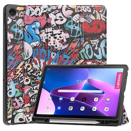 Til Lenovo Tab M10 Plus (Gen 3) Trifoldet Stativdæksel - Graffiti