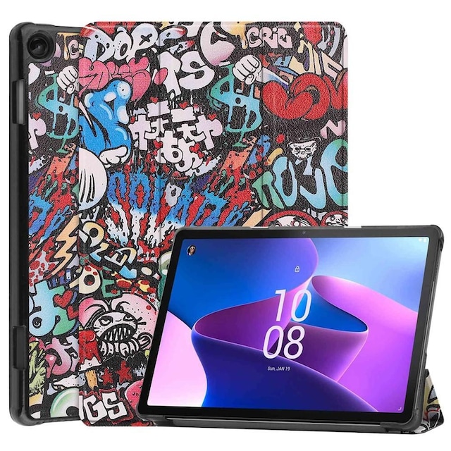 Til Lenovo Tab M10 (Gen 3) Trifoldet Stativdæksel - Graffiti