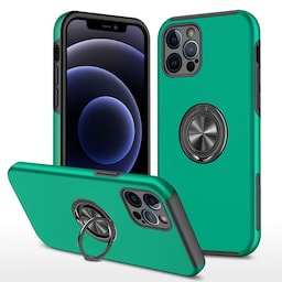 iPhone 14 Pro Fingerring Kickstand Hybrid Taske - Grøn