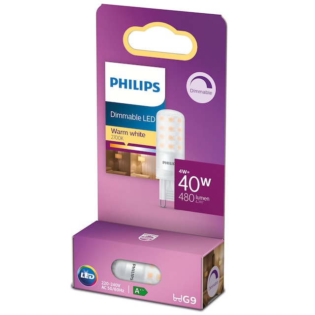 Philips LED G9 kapsel 40W dæmpbar 480lm