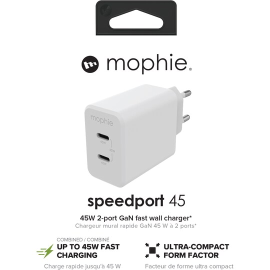 Mophie Speedport 45W GaN vægoplader