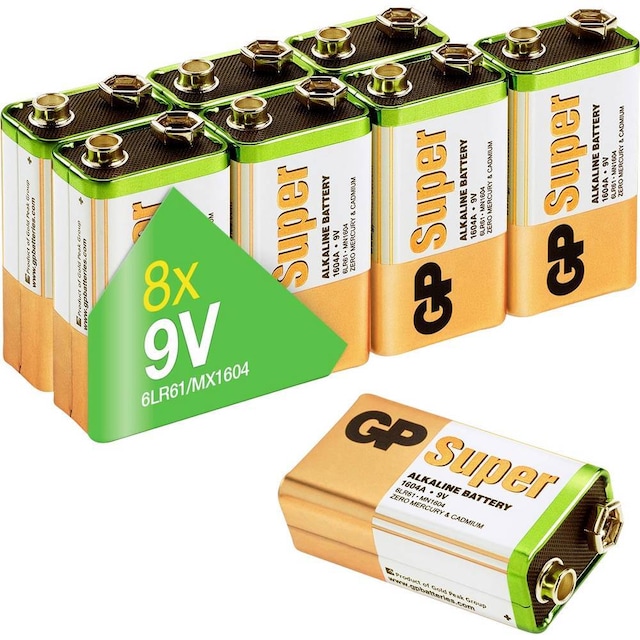 GP Batteries GPSUP1604A942C8 9 V-blokbatteri 8 stk