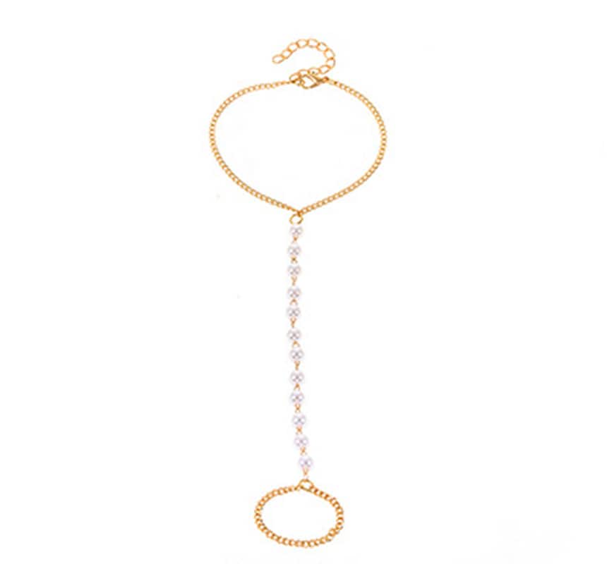 Smykkesæt Armbånd med ring og perler Guld | Elgiganten