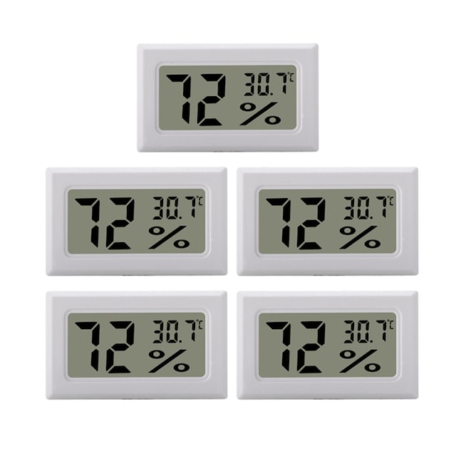 Mini digitalt hygrometer / termometer 5-pak Hvid