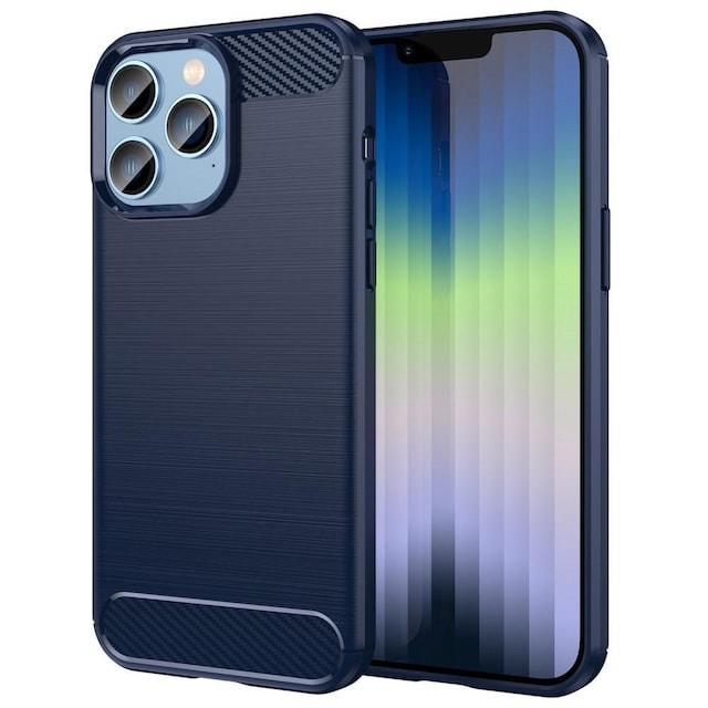 SKALO iPhone 14 Pro Armor Carbon Stødsikker TPU-cover - Blå