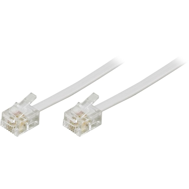 deltaco Modular cable, 6P4C(RJ11) to 6P4C(RJ11), 10m, white
