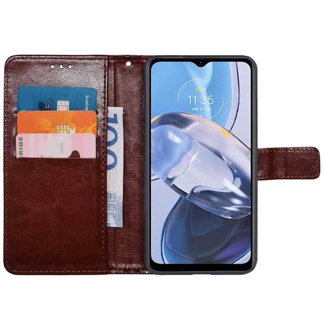 Wallet cover 3-kort Motorola Moto E22i - Brun