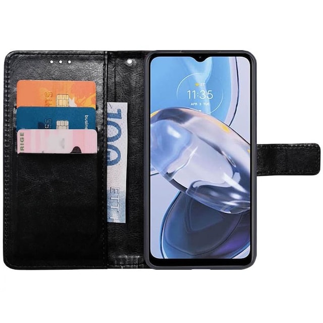 Wallet cover 3-kort Motorola Moto E22i - Sort