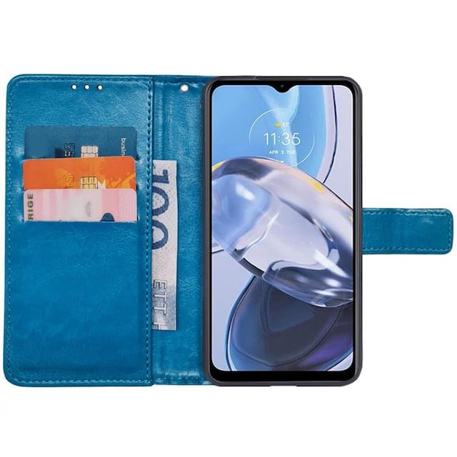 Wallet cover 3-kort Motorola Moto E22i - Lyseblå