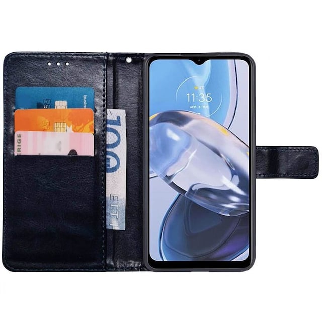 Wallet cover 3-kort Motorola Moto E22i - Mørkeblå