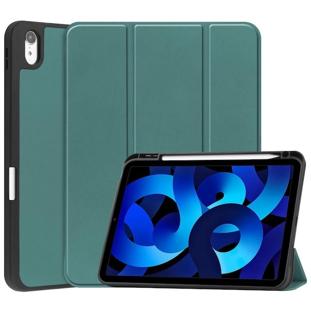 Trifoldet stativetui til iPad 10.9 (2022) Tabletcover Penslot - Grøn