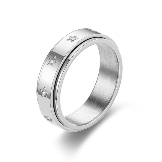 Antistress ring med stjerner Sølv 20.7 mm | Elgiganten