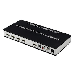 4x1 HDMI Switch og lyddeler UHD 4K 3D HDMI 2.0 ARC Toslink + RCA