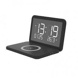 Digital vækkeur & termometer med QI-opladning