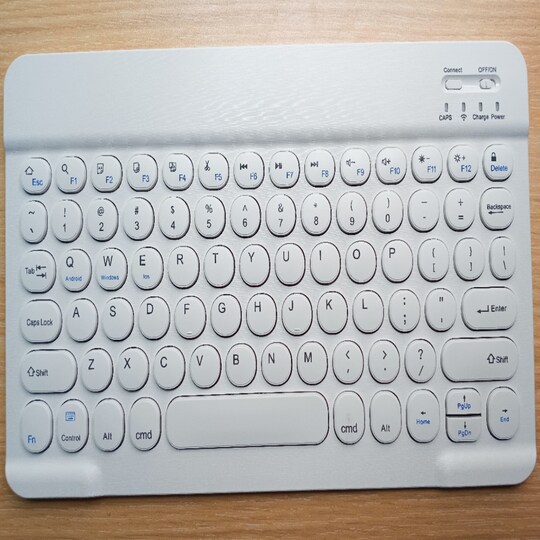 Trådløst Bluetooth-tastatur Rund nøglehætte hvid 10 inch | Elgiganten