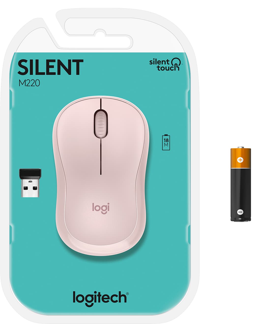 Logitech M220 Silent trådløs mus (rose)