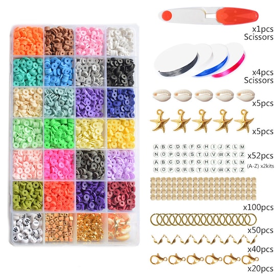 Smykkesæt med lås, ringe, wire, lerperler i 24 farver MultiColor |  Elgiganten