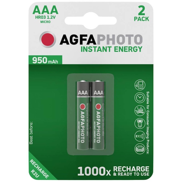AgfaPhoto HR03 Genopladeligt AAA-batteri NiMH 950 mAh