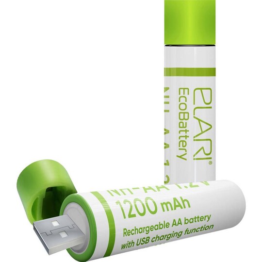 Genopladeligt AA-batteri NiMH 2 stk Elari Eco-Battery 1200 mAh | Elgiganten
