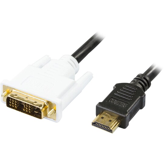 HDMI til DVI kabel, 19-pin-DVI- D Single 3m, sort/hvid | Elgiganten