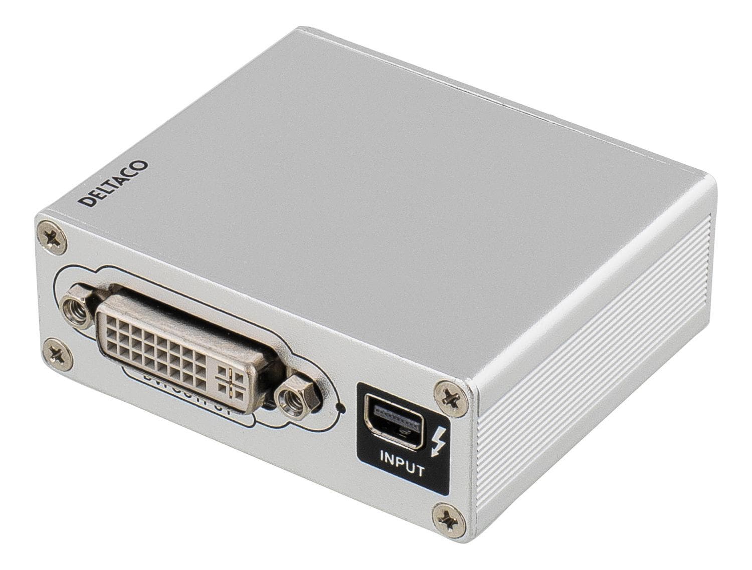 DELTACO Thunderbolt til HDMI / VGA-adapter, 1080P, aluminium, grå
