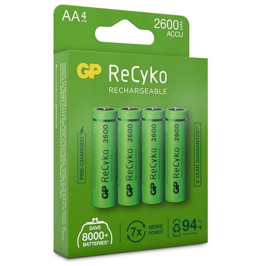 ReCyko Laddningsbara AA-batterier 2600mAh 4-p | Elgiganten