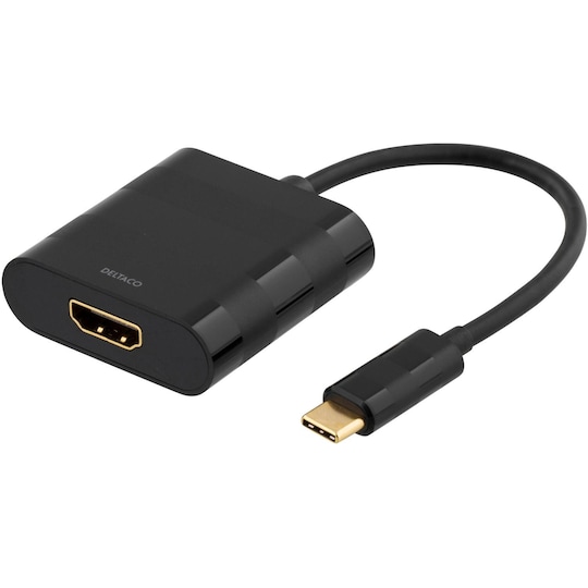DELTACO, til adapter, USB-C han - HDMI hun, sort | Elgiganten