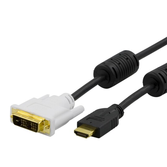 DELTACO HDMI til DVI kabel, 19-pin-DVI- D Single Link, 1m, sort/hvid |  Elgiganten